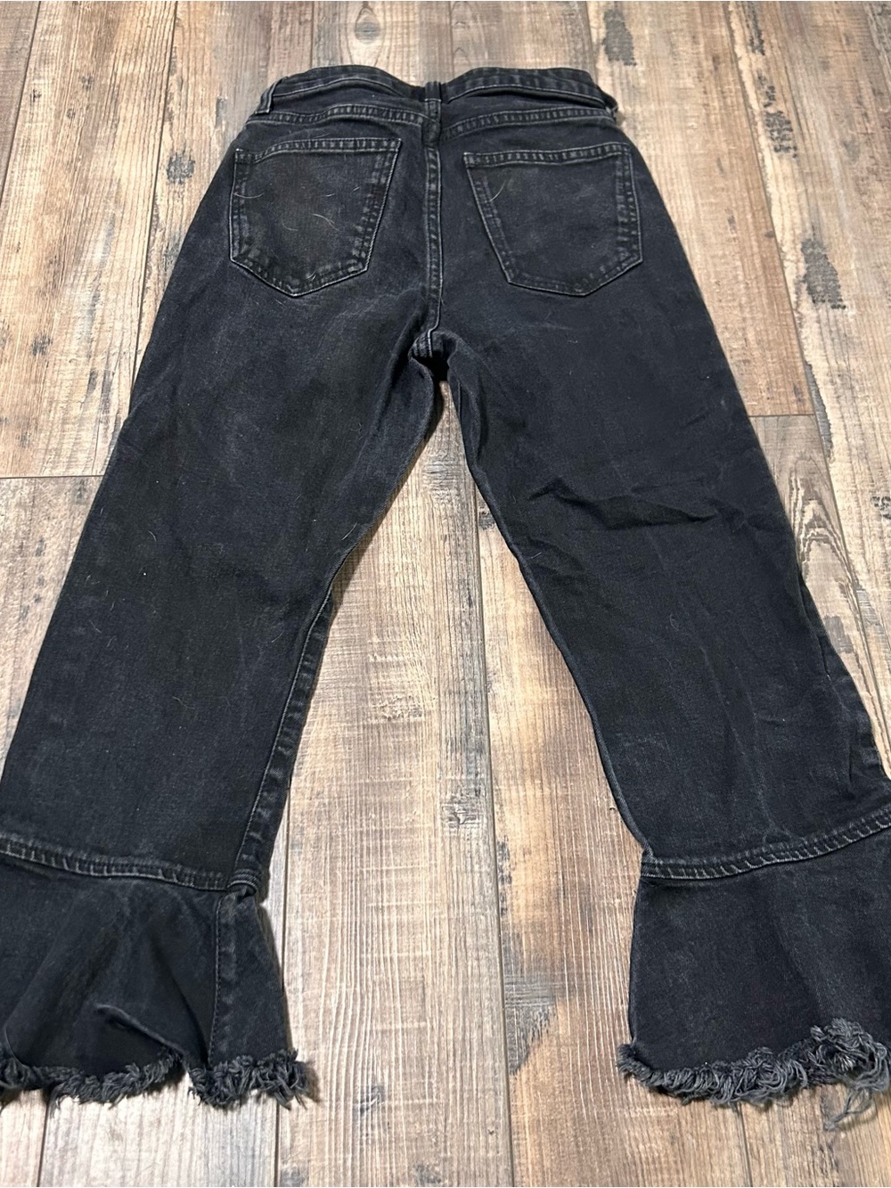 Topshop Moto Dree Cropped Kick Flare Jean Size 26 High Rise Stretch Exposed Zip - Picture 2 of 9